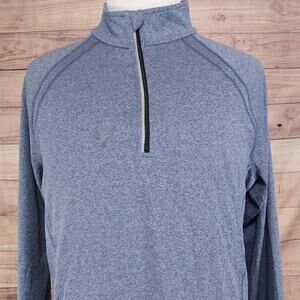 Lands' End Pullover Mens Large Blue Heather 1/4 Zip LIGHTWEIGHT Athletic